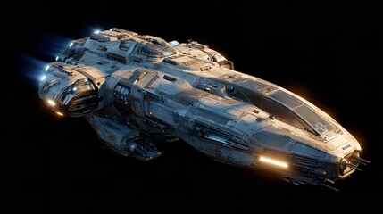 Majestic Spaceship Ascending Through the Dark Void: A Stunning Sci-Fi Illustration