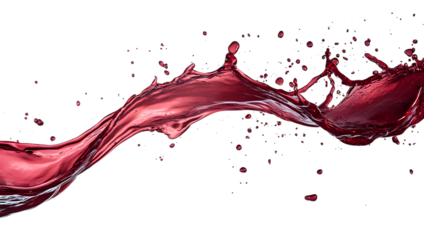 Red wine splash dynamic motion isolated on a transparent background 