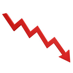 Down Trend Red Zigzag Arrow Chart PNG – Loss, Decline, and Negative Graph Symbol – Isolated on Transparent Background PNG