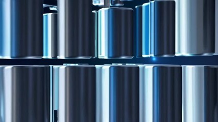 Abstract blue cylindrical blocks in close up composition - Powered by Adobe