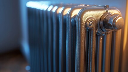 Radiator emits warmth in a cozy room during a winter afternoon providing comfort amid cold weather