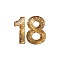 Sparkling Gold Glitter Number 18 - Eighteenth Birthday, Anniversary Celebration