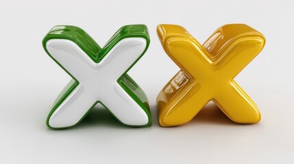 Obraz premium Modern 3 d letter x design in green and yellow