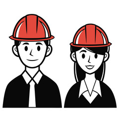 Diverse Workforce Representation Two Professionals in Hard Hats Illustrating Gender and Ethnic Inclusion in Skilled Trades and Construction Industries