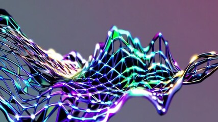 neon wireframe mesh abstract waves of color - Powered by Adobe