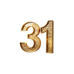 Sparkling Gold Number 31 Festive Glittering Thirty-One for Celebrations