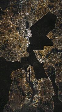Electric power and internet outage at night in London, England. Enhanced with electric static audio. Vertical design in 9:16 ratio. Smartphone and social media ready.