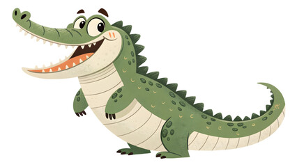 Fototapeta premium Cute cartoon crocodile funny animal illustration high resolution picture