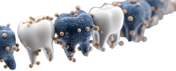 Mineralization of teeth. Teeth with calcium and fluoride, 3d rendering. Concept of enriching teeth with minerals, whitening or remineralization. Prevention of caries