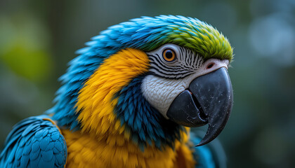 Admire the Vivid Beauty of a Blue-and-Yellow Macaw in Stunning Close-Up – Tropical Parrot with Bright Feathers, Striking Colors, and Exotic Wildlife Appeal Captured, 4K image 