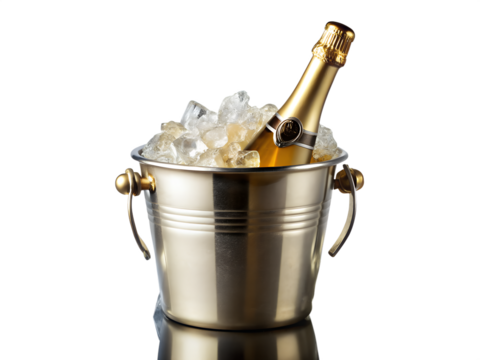 Chilled Champagne Celebrate with an Ice-Cold Bottle in a Metal Bucket