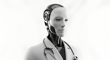 Robot doctor with stethoscope futuristic healthcare technology ai