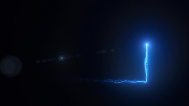 A bright blue light with a light reflection effect that is moving beautifully and forming a square, illuminating an elegant black background, free marketing and advertising + alpha background.