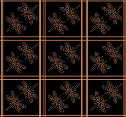 seamless pattern geometric with dragonflies 
