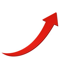 Red Curved Arrow Up PNG – Growth & Direction Symbol – Isolated on Transparent Background PNG for Business, Charts & Infographics