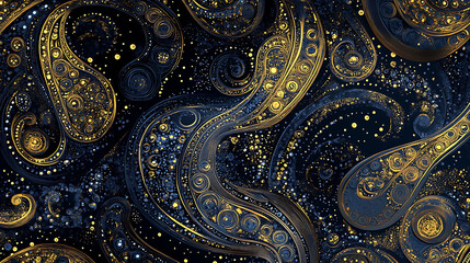 Fototapeta premium Elegant swirling patterns of gold and blue create a mesmerizing abstract design, ideal for backgrounds