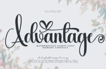 Advantage Hand drawn vector alphabet. Modern monoline signature script font. Elegant Signature Font. Best Alphabet Beautiful Calligraphy Signature Font
