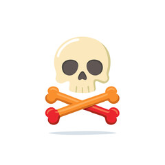 Cartoon Skull and Crossbones in Vibrant Colors for Halloween or Pirate Themes