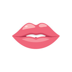 Obraz premium Pink Cartoon Lips with Teeth Vector Illustration Mouth Artwork