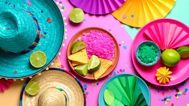 Colorful fiesta table setting decoration
