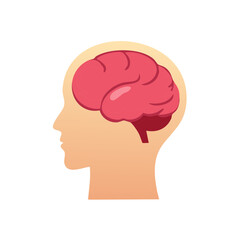 Illustration of a Human Brain in Head Silhouette Showing Intelligence and Mental Health Awareness Concepts