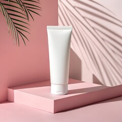 Cosmetic Cream Tube Mockup on Pastel Background