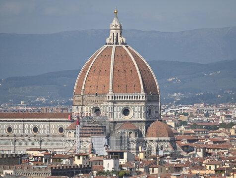 View From Piazzale Michelangelo To The Dome Of The Cathedral In Florence Italy On A Wonderful Sunny Autumn Day With A Few Clouds In The Sky