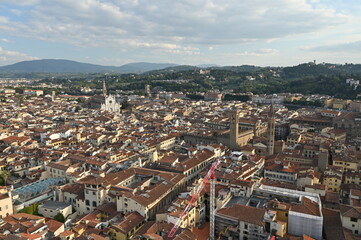 View From The Dome Of The Cathedral To The City Of Florence Italy On A Wonderful Sunny Autumn Day With A Few Clouds In The Sky