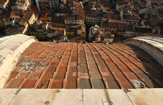 Spectacular View From The Roof Of The Dome Of The Cathedral Of Florence Italy On A Wonderful Sunny Autumn Day