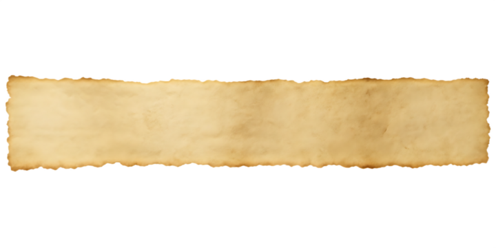 Aged Torn Paper Banner with Burned Edges on Background parchment scroll isolated on a transparent background