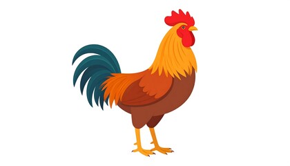 Fototapeta premium Illustrative stylized rooster with vibrant colors, presenting a simplified representation of