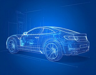 Electric car wireframe