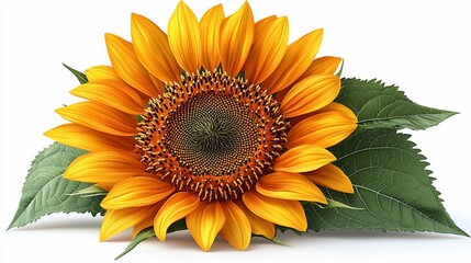 Naklejka premium Vibrant Sunflower Close-up on White Background