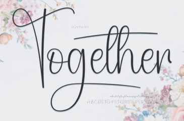 Together Hand drawn vector alphabet. Modern monoline signature script font. Elegant Signature Font. Best Alphabet Beautiful Calligraphy Signature Font
