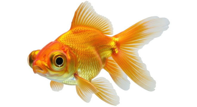 Isolated Goldfish with Flowing Fins