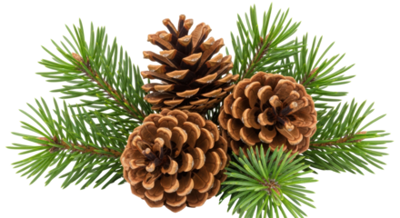 Isolated Pine Cones with Pine Branches