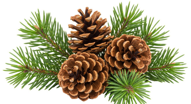 Isolated Pine Cones with Pine Branches