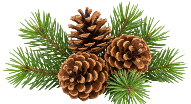 Isolated Pine Cones with Pine Branches