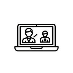 Telehealth Consultation Icon on Laptop Screen  