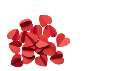 Isolated Pile of Red Paper Hearts