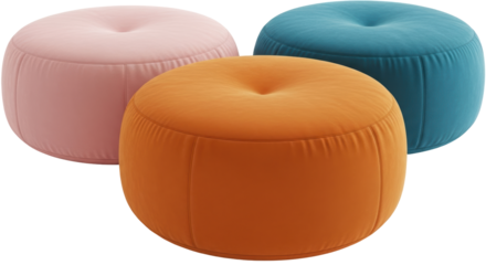 Isolated Set of Colorful Poufs