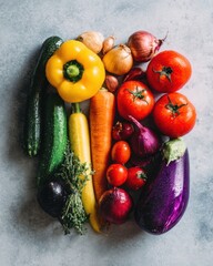 Colorful assortment of fresh vegetables for healthy eating and cooking inspiration