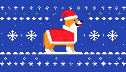 Pixelated Christmas dog