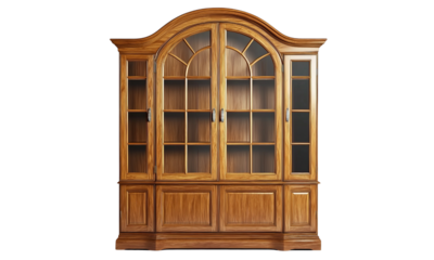 Elegant wooden display cabinet for kitchen and dining modern home decor warm atmosphere classic design front view storage solutions