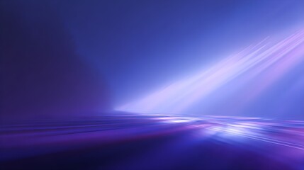 Mysterious blue and purple light beams illuminate a futuristic, abstract landscape.