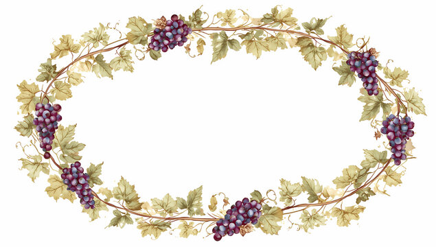 Luxury Wine Label – Watercolor Grapes Minimalist Illustration - Powered by Adobe