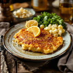 grilled salmon steak with potatoes