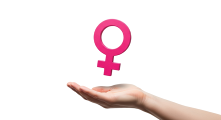 Isolated Female Gender Symbol on Hand