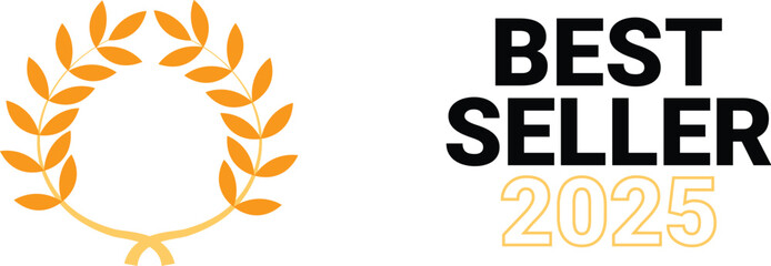 Obraz premium Award-winning best seller badge with laurel wreath and stars for top performance