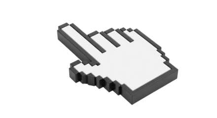 Isolated Pixelated Hand Cursor